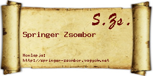 Springer Zsombor névjegykártya